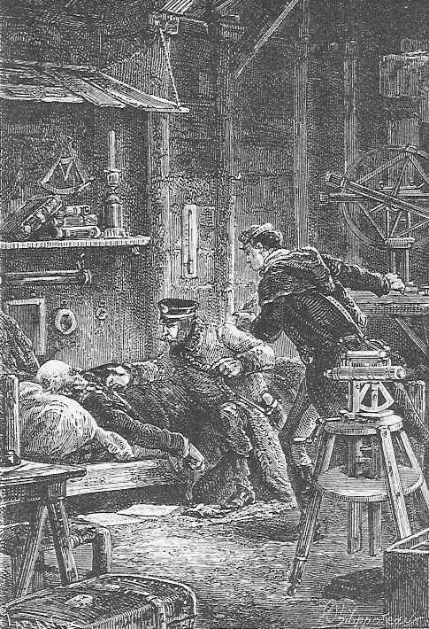 Jules Verne's Laboratory Struggle — Victorian Engraving, c.1880s