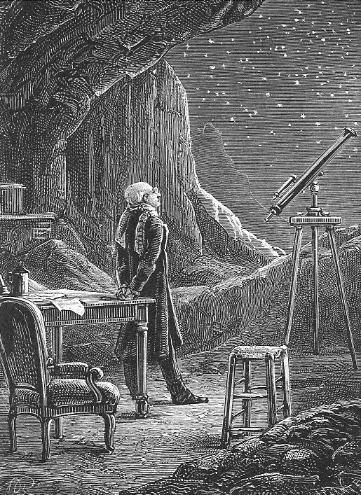 Astronomer on the Moon – Jules Verne Victorian Engraving 1870s