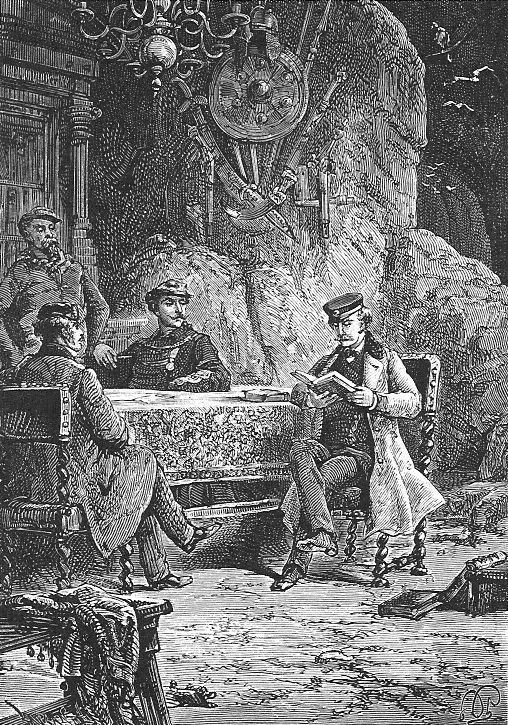 Captain Nemo's Submarine Salon — Jules Verne 'Nautilus' Interior Engraving 1870s