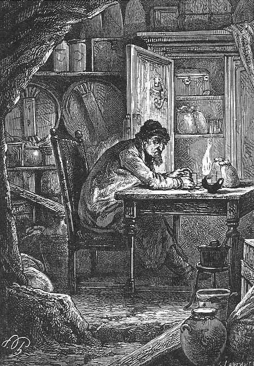 Jules Verne's Captain Hatteras in Arctic Cave by Édouard Riou, 1866