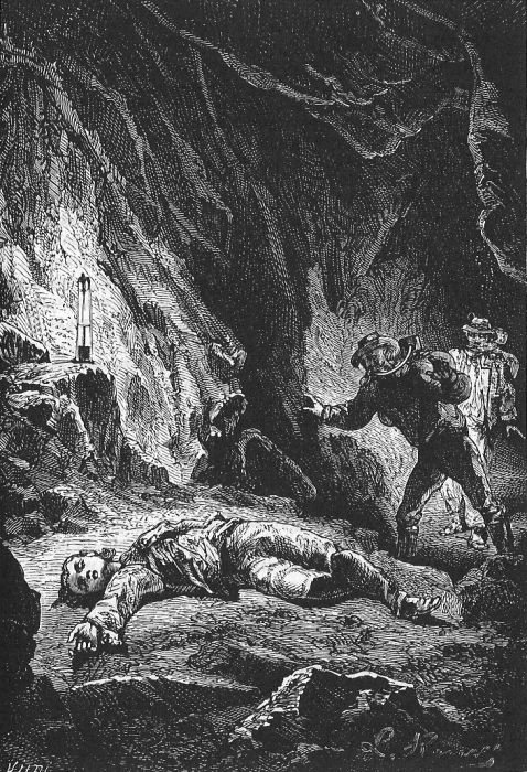 Cave Attack Scene from Jules Verne's The Begum's Fortune, 1879