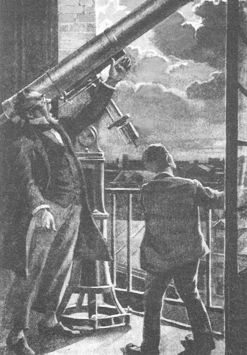 Astronomers Track the Golden Meteor – George Roux Illustration, c.1900s