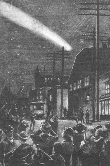 Crowds Watch Halley's Comet Over American City Street, c.1910