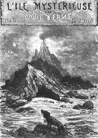 Jules Verne's L'Île Mystérieuse — Volcanic Island Frontispiece, 1870s
