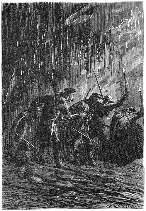 Jules Verne's Mysterious Island Cave Exploration, Victorian Engraving