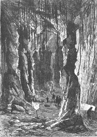 Jules Verne's Mysterious Island: Vast Cave Interior, Victorian Engraving
