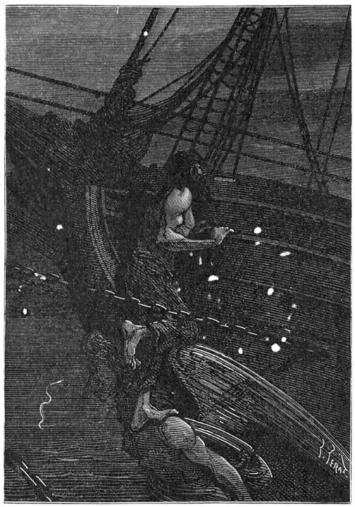 Édouard Riou's Sea Creatures Attack Ship — Jules Verne 1870s