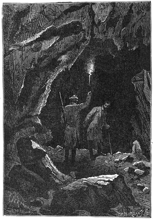 Jules Verne's Mysterious Island – Cave Exploration Engraving, 1870s
