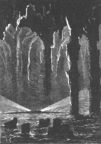 Jules Verne's Mysterious Island: Submarine Cavern Scene, Victorian Engraving