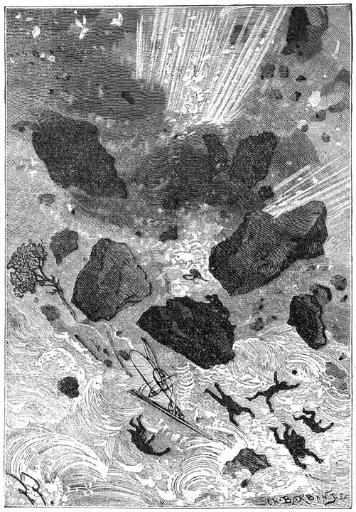 Volcanic Eruption Chaos — Jules Verne's Mysterious Island, Benett Engraving