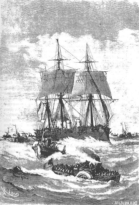 Jules Verne's Nautilus Encounter — Victorian Engraving from 20,000 Leagues