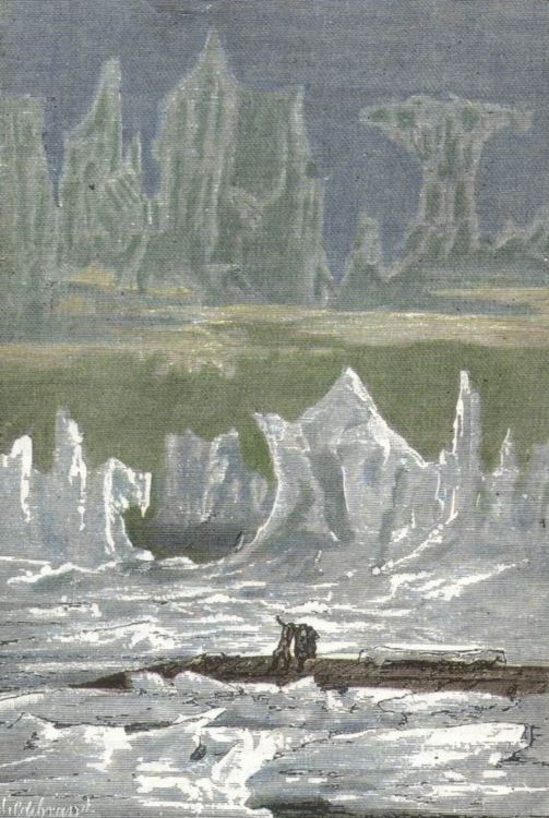 Arctic Ice Floes with Stranded Figures — Twenty Thousand Leagues Under the Sea, de Neuville & Riou