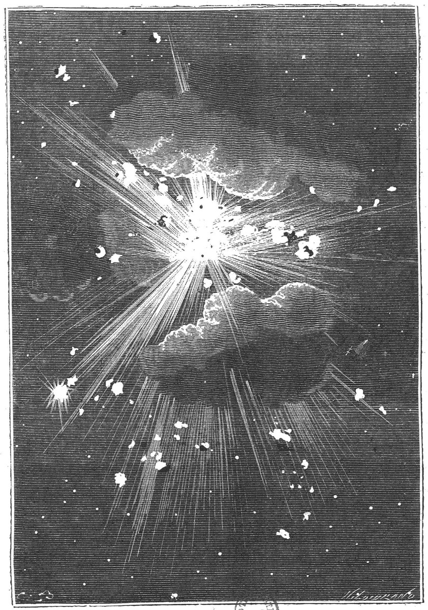 Lunar Explosion — Jules Verne's 'Autour de la Lune' 1870 Engraving