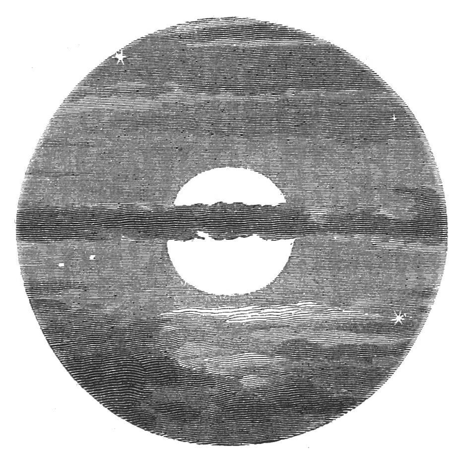 Jules Verne 'Autour de la Lune' Moon Rising Over Sea, 1870s Engraving