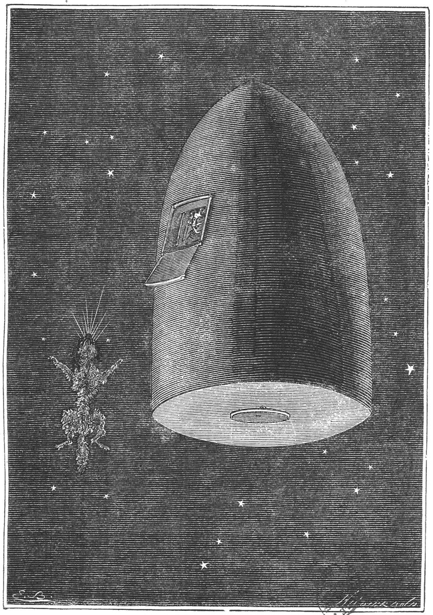 Jules Verne's Lunar Projectile in Space – Autour de la Lune, 1870