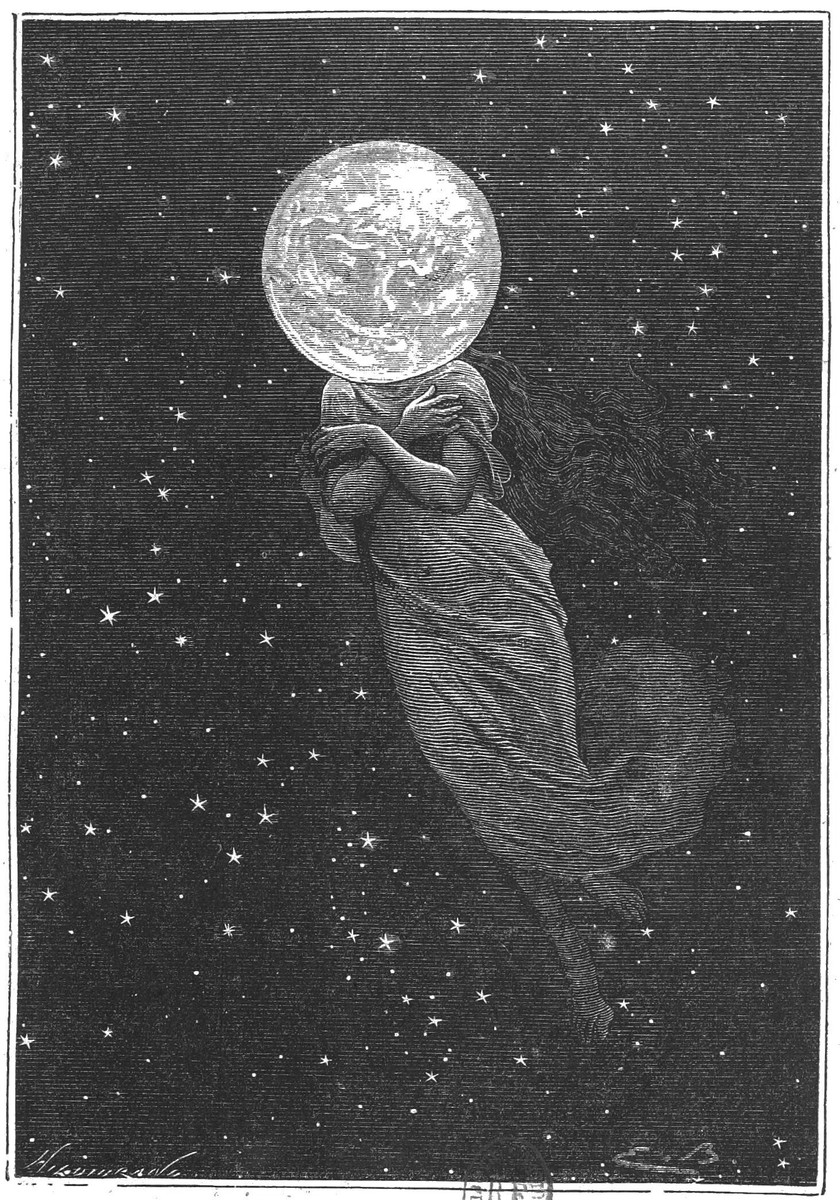 Émile-Antoine Bayard's Moon Goddess — Jules Verne 'Autour de la Lune' 1870