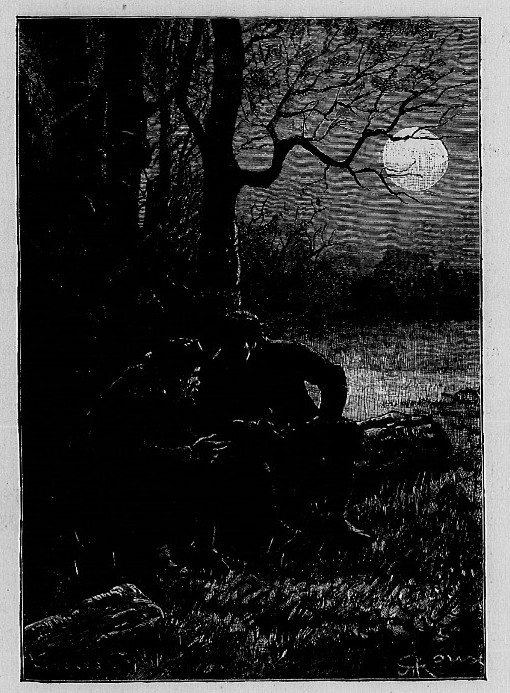 Jules Verne's César Cascabel 1890 — Moonlit Creature by the River