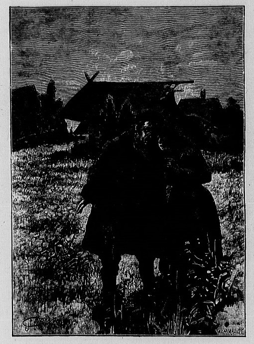 Jules Verne's César Cascabel 1890 — Silhouetted Travelers at Night
