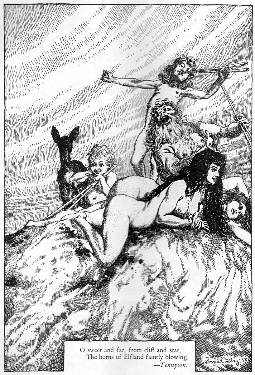 Virgil Finlay's Elfland Fantasy — Tennyson Quote Illustration, 1939
