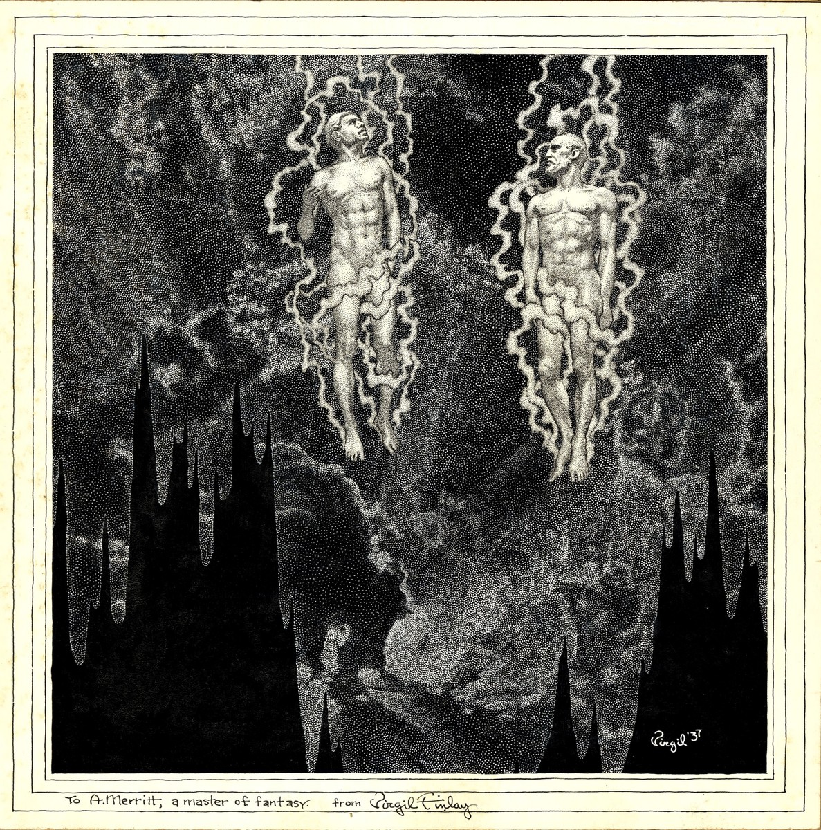 Virgil Finlay's Astral Bodies Rising, Dedicated to A. Merritt, 1937