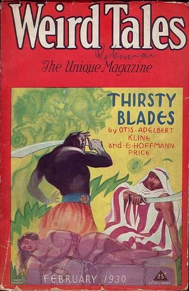 Weird Tales Feb 1930 – Ape Attack Cover for 'Thirsty Blades' by Kline & Price