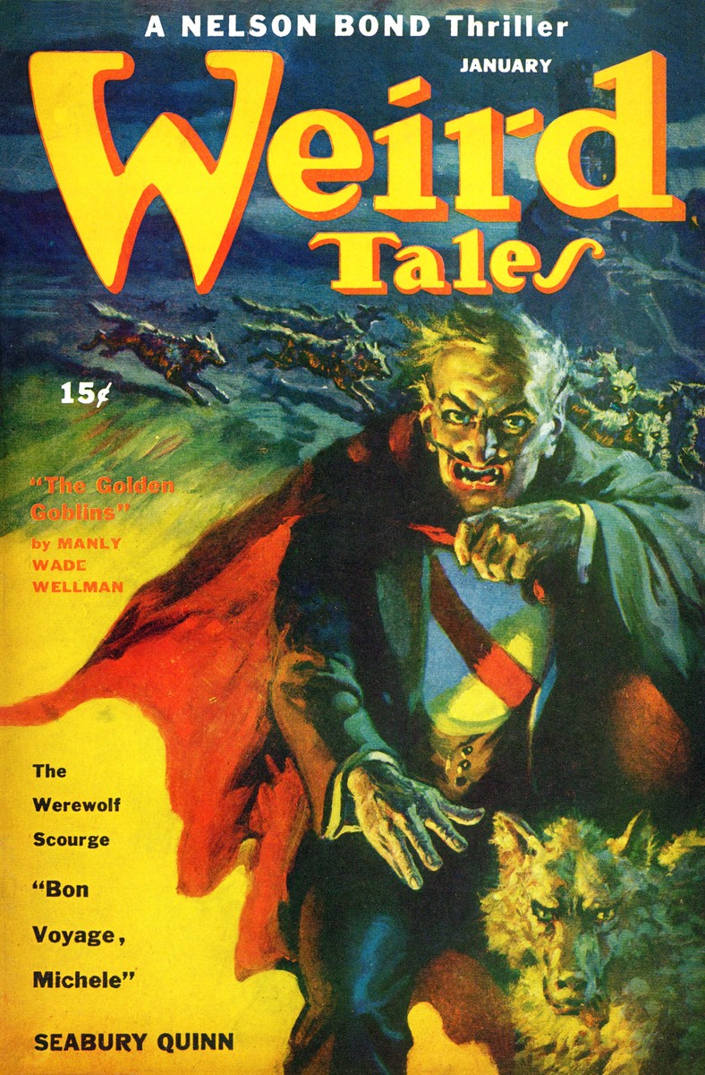 Werewolf Villain Stalks Night — Weird Tales January Cover, Pulp Horror