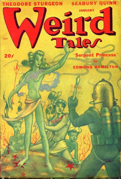Weird Tales Jan 1945 – Serpent Princess Underwater Fantasy Cover