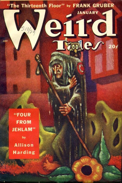 Robed Sorcerer Figure, Weird Tales January Cover, Dark Fantasy Pulp 1939