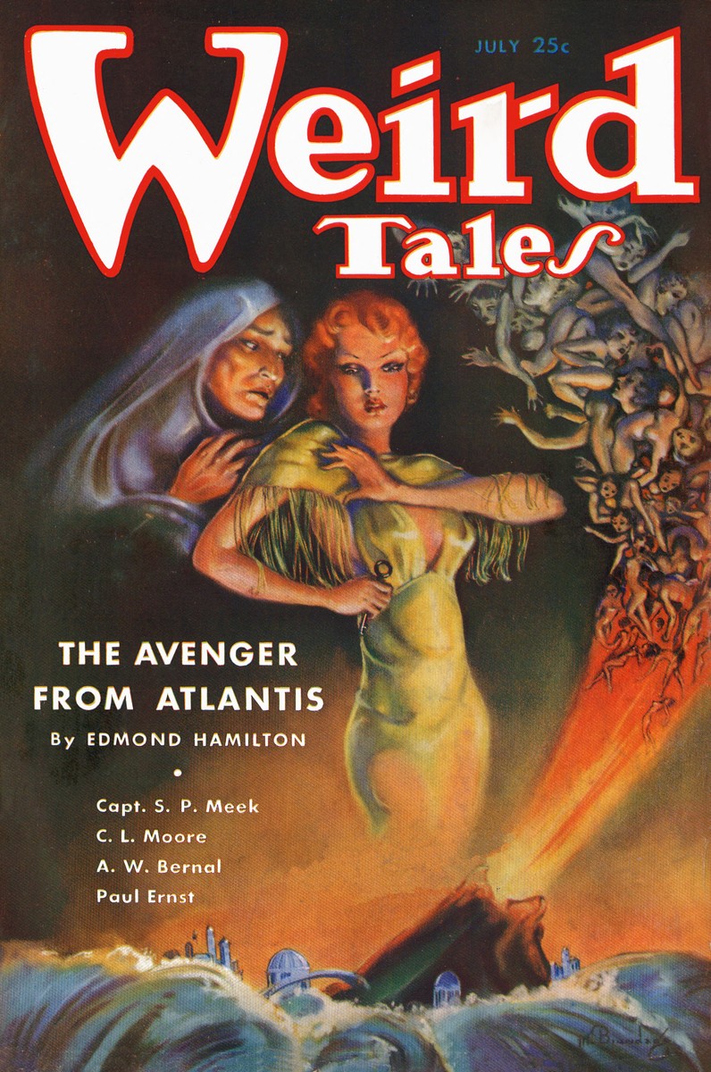 Margaret Brundage's Atlantis Sinking — Weird Tales July 1934 Cover