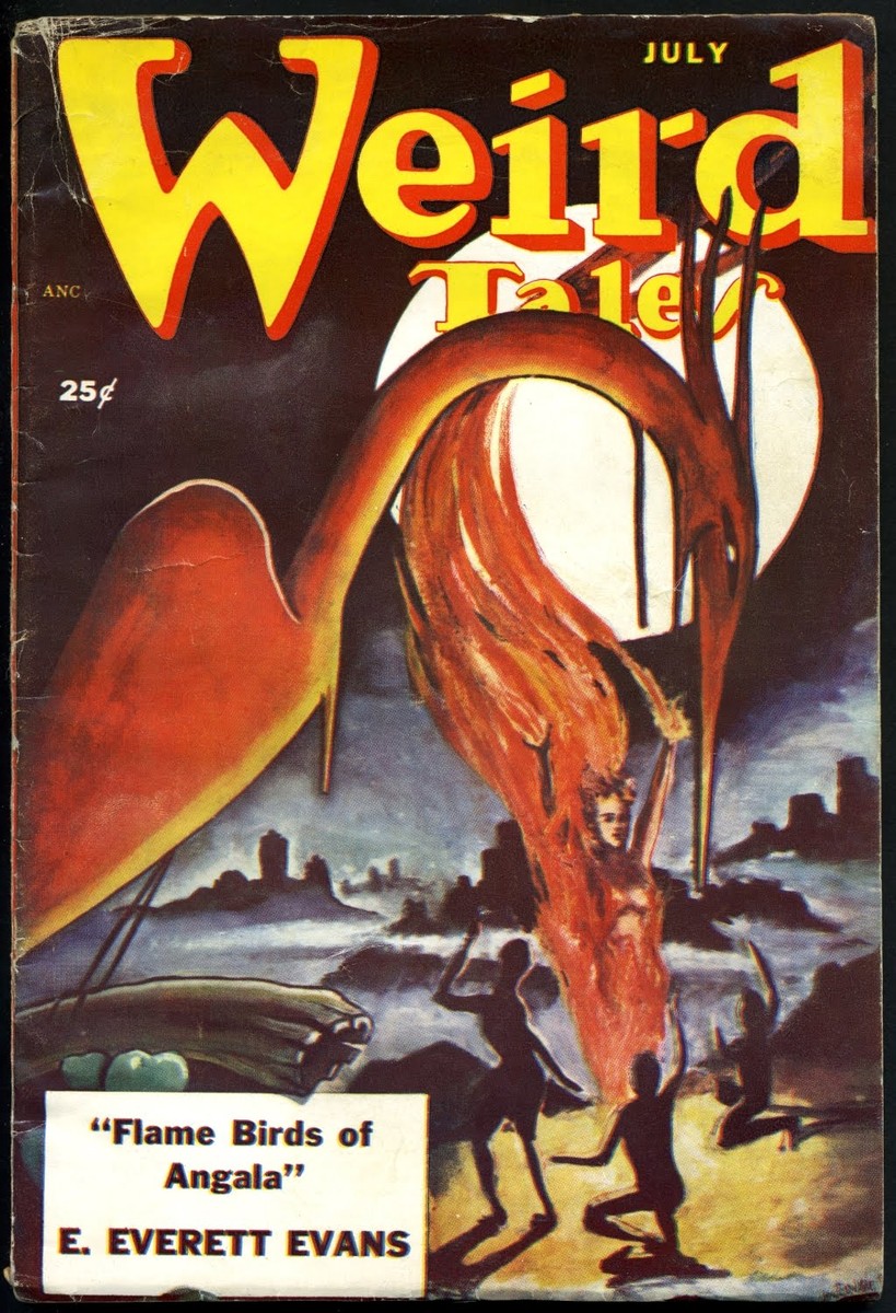 Weird Tales July — Flame Birds of Angala Pulp Cover by E. Everett Evans