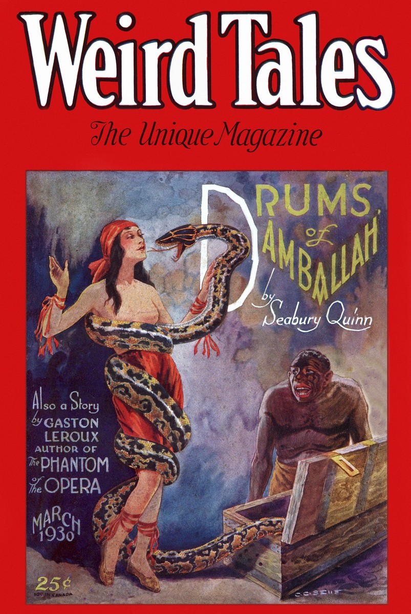 Weird Tales 'Drums of Damballah' by Seabury Quinn — March 1930 Cover