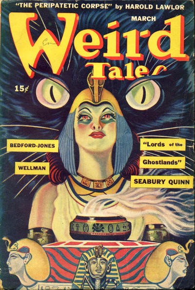 Weird Tales March 1936: Egyptian Cat-Goddess Sorceress Pulp Cover