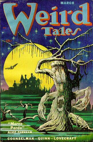 Weird Tales March Issue – Lovecraft Gothic Swamp Horror Cover Art