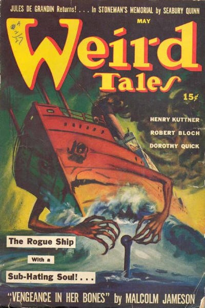 Weird Tales May 1943 – 'Vengeance In Her Bones' Skeleton Ship Cover