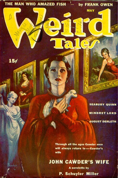 Weird Tales May 1937 – John Cawder's Wife, Blue-Skinned Woman with Portraits