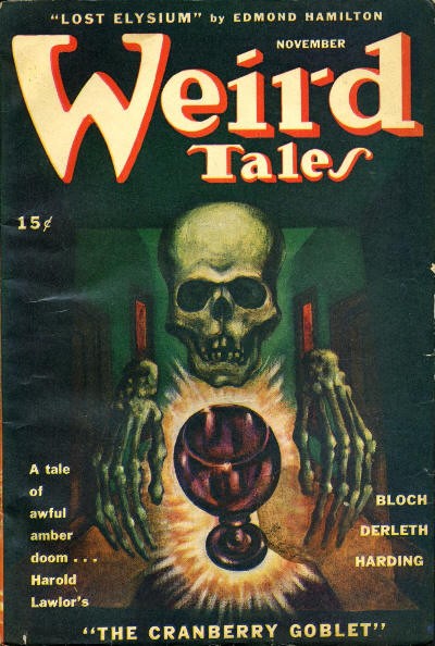 Skeleton Cranberry Goblet Horror — Weird Tales November Cover
