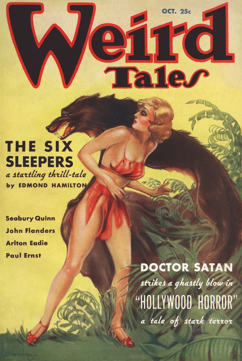 Weird Tales October – 'Hollywood Horror' Werewolf Attack Cover, 1930s