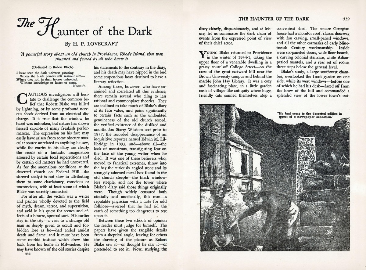 Lovecraft's 'Haunter of the Dark' Interior Art, Weird Tales Dec 1936