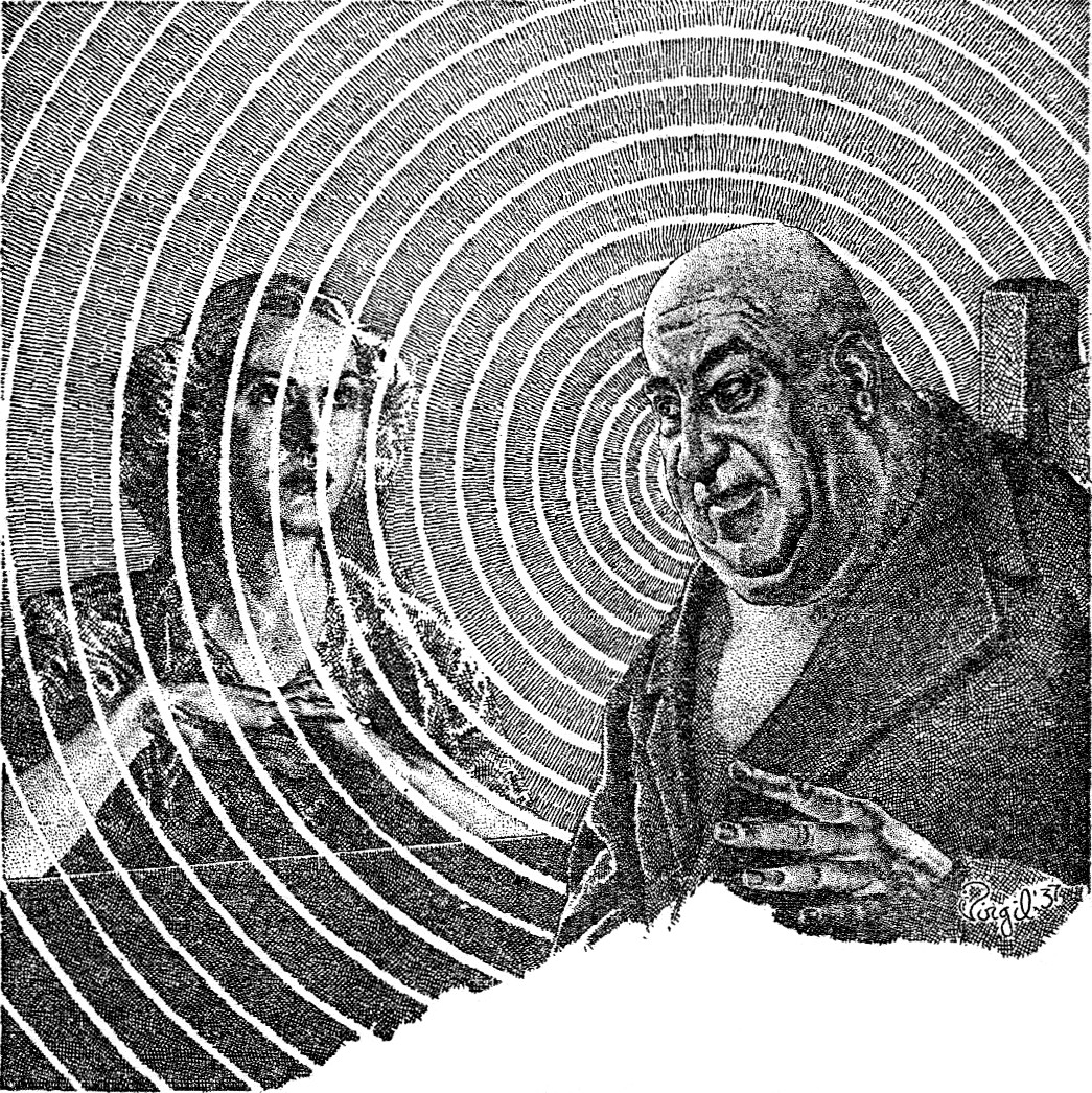 Virgil Finlay 1936 Telepathy/Mind-Wave Pulp Illustration – Two Figures