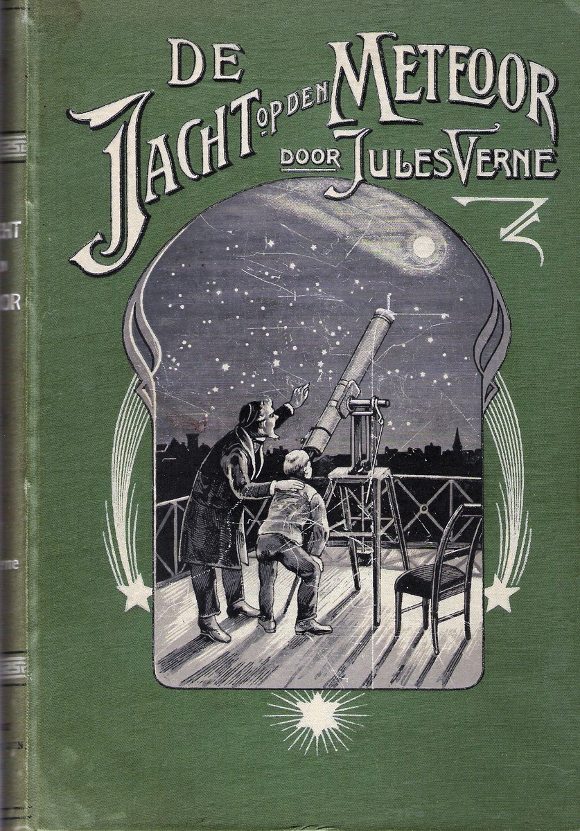 Jules Verne 'De Jacht op den Meteoor' Dutch Edition Book Cover, c.1910