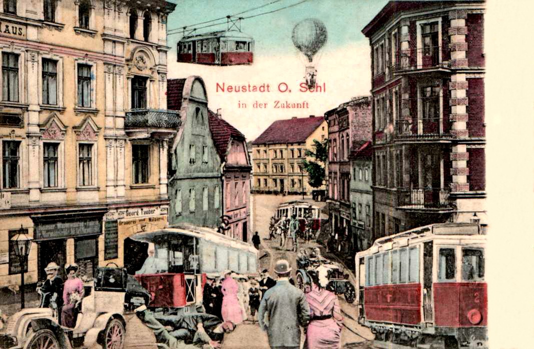 Neustadt O. Schl. in der Zukunft — German Retro-Futurist Postcard c.1900