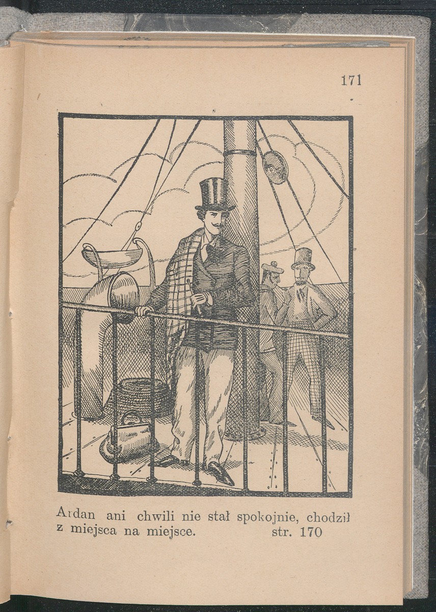 Michel Ardan Paces the Deck — Jules Verne Polish Edition c.1925