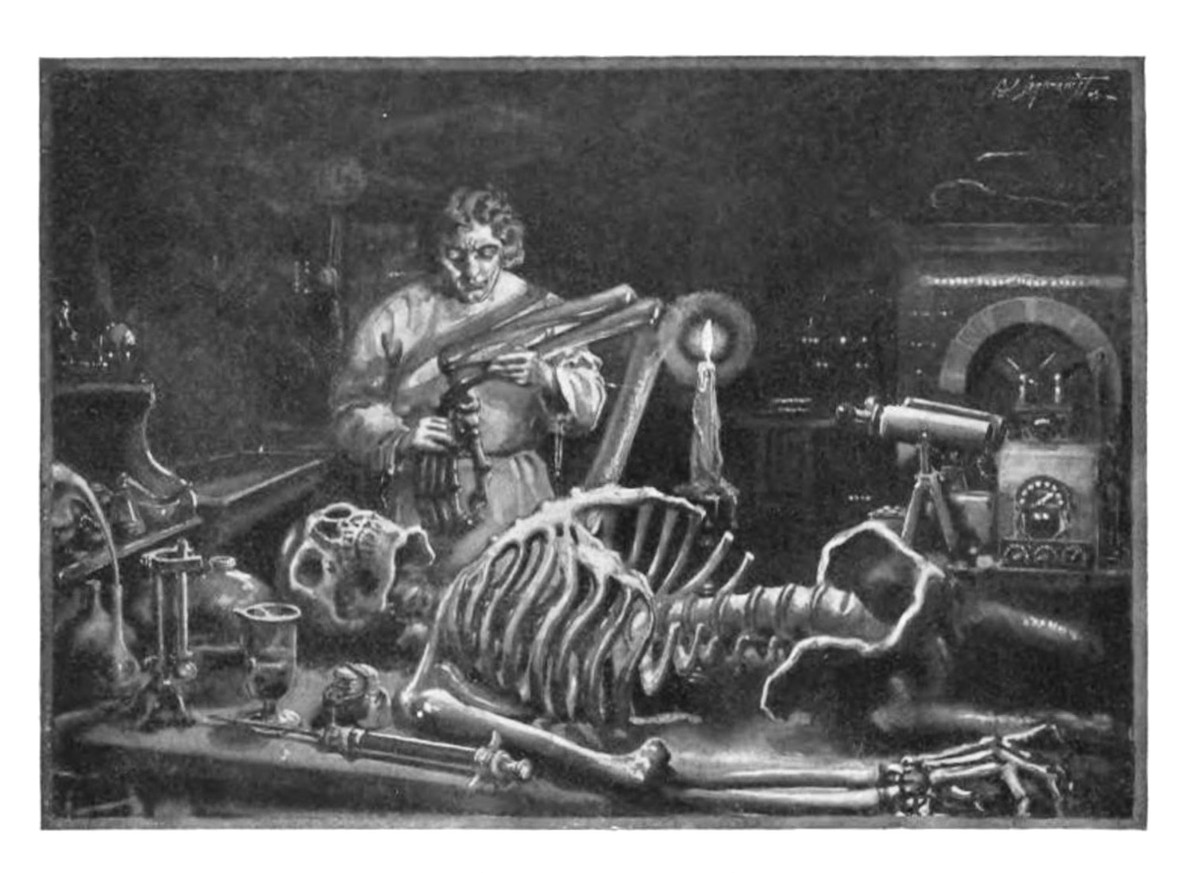 Frankenstein's Creator in the Laboratory — Victorian Book Illustration, c.1890s