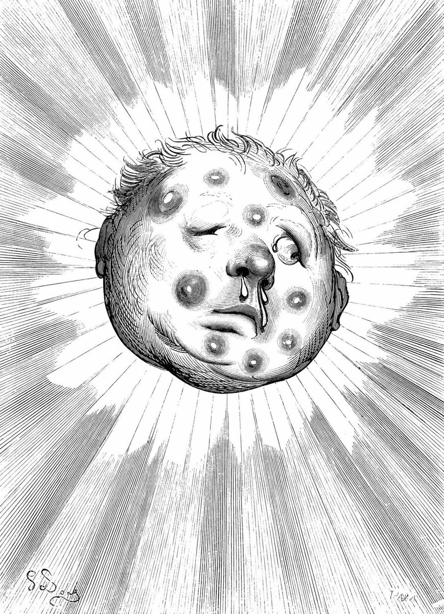 Gustave Doré's Weeping Moon Face — Baron Munchausen Illustration