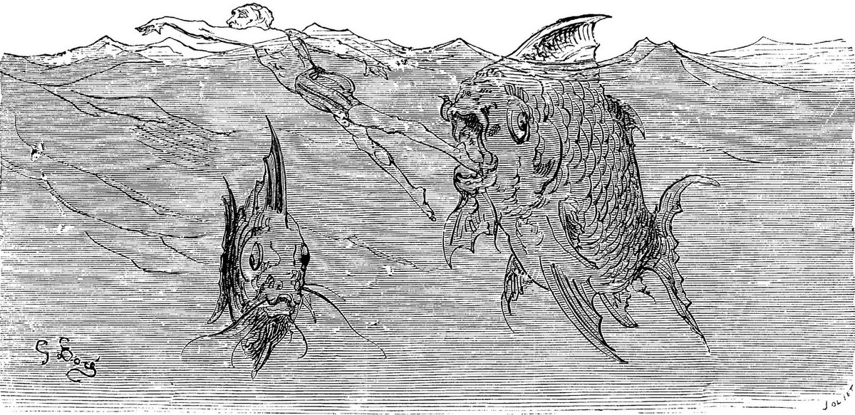Gustave Doré – Giant Sea Creatures, Baron Munchausen (1862)