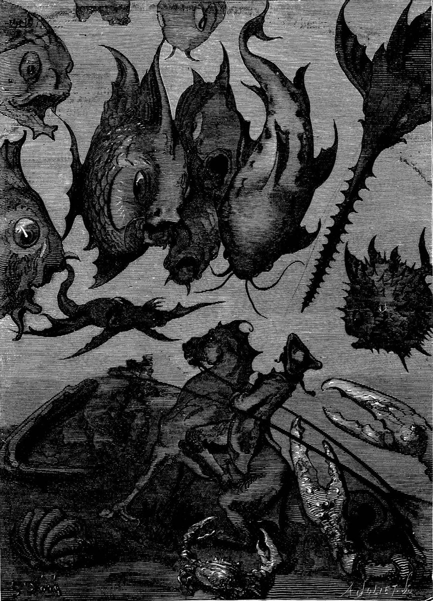 Gustave Doré's Baron Munchausen Besieged by Sea Monsters, 1862