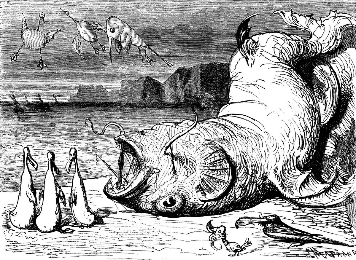 Gustave Doré's Sea Monster Beach Scene, Baron Munchausen 1860s