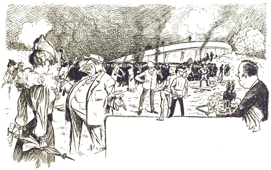 Martian Cylinder Landing Panic — H.G. Wells War of the Worlds 1906 French Edition