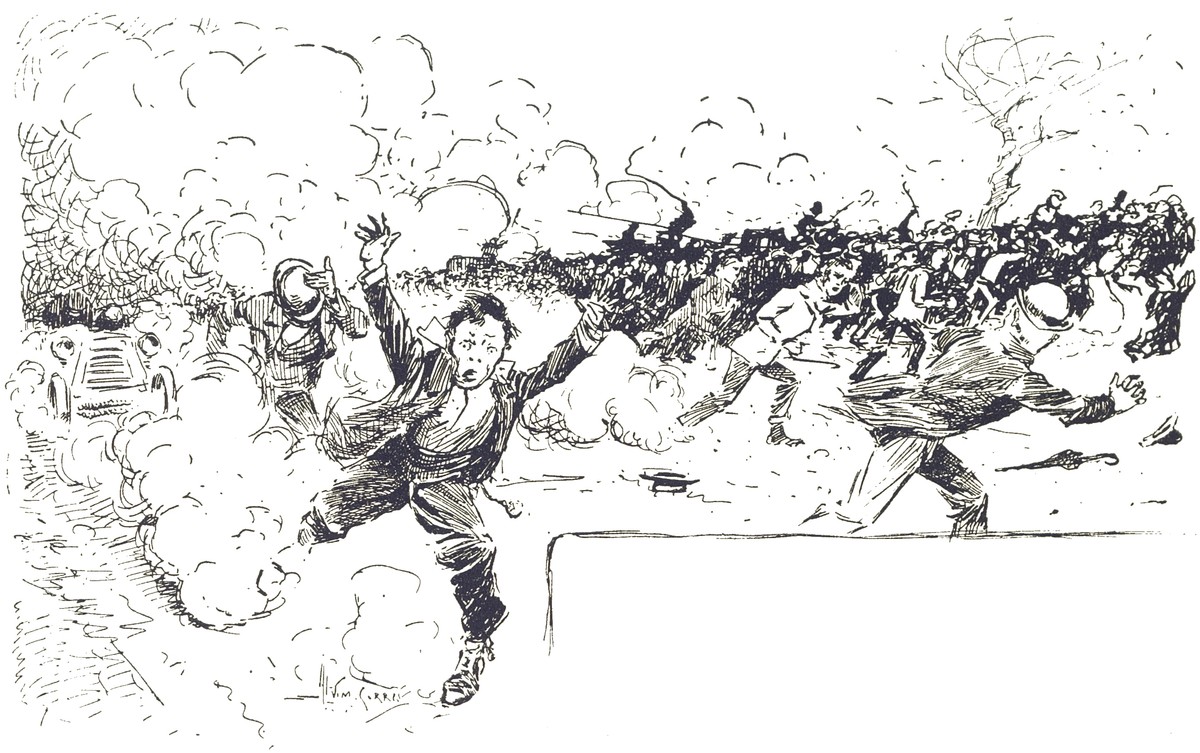 H.G. Wells' War of the Worlds 1906 — Panicked Crowd Flees Martian Attack