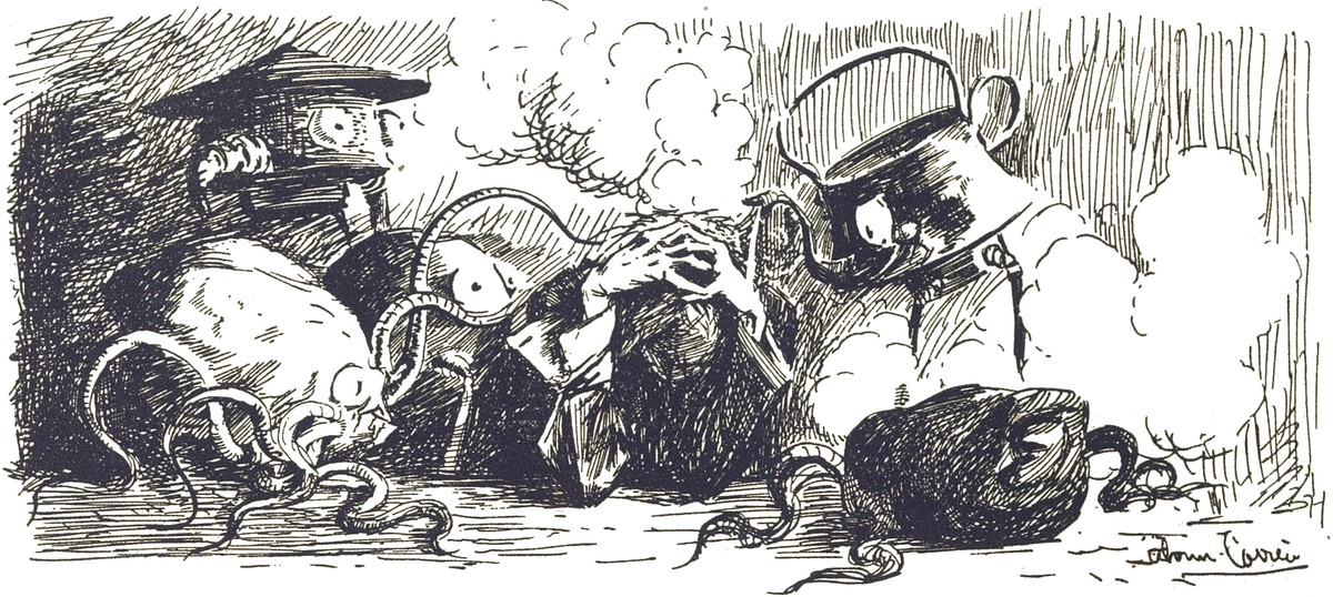 Henrique Alvim Corrêa's Martians Examine Captives, War of the Worlds 1906